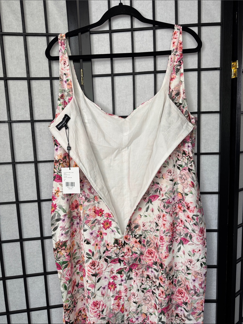 NWT Generation Love Eugenia Floral Linen Pink Split-Front Midi Dress XL - Picture 16 of 16